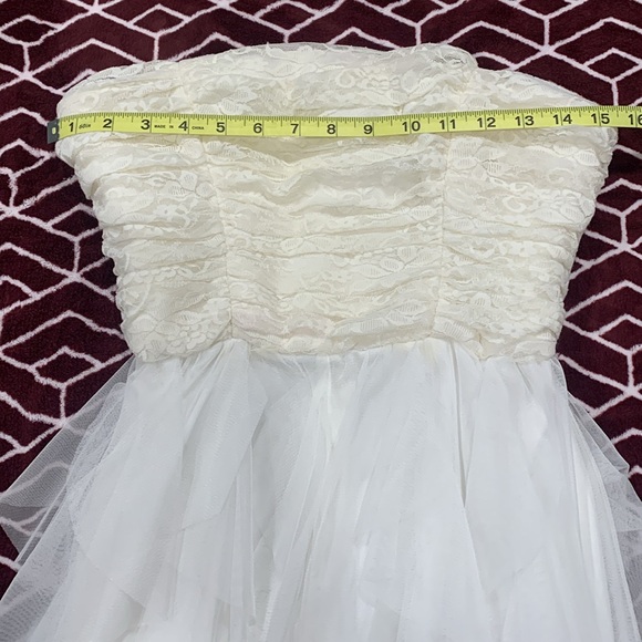 Formal Off White Lace Tulle High Low Dress Size 9 - Picture 5 of 9